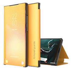 Leather Case Stands Flip Cover Holder ZL1 for Samsung Galaxy F62 5G Yellow