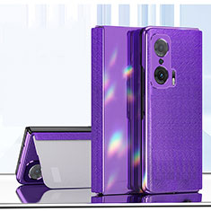 Leather Case Stands Flip Cover Holder ZL2 for Huawei Honor Magic V 5G Purple