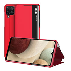 Leather Case Stands Flip Cover Holder ZL2 for Samsung Galaxy A12 Nacho Red