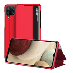 Leather Case Stands Flip Cover Holder ZL2 for Samsung Galaxy A12 Red