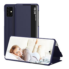 Leather Case Stands Flip Cover Holder ZL2 for Samsung Galaxy A71 4G A715 Blue