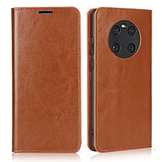 Leather Case Stands Flip Cover K02 Holder for Huawei Mate 40 Light Brown