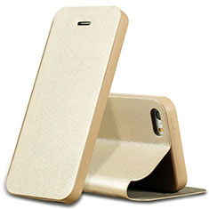 Leather Case Stands Flip Cover L01 for Apple iPhone 5 Gold