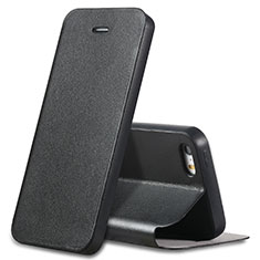Leather Case Stands Flip Cover L01 for Apple iPhone 5S Black