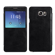 Leather Case Stands Flip Cover L01 for Samsung Galaxy Note 5 N9200 N920 N920F Black