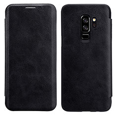 Leather Case Stands Flip Cover L01 for Samsung Galaxy S9 Plus Black