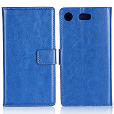 Leather Case Stands Flip Cover L01 for Sony Xperia XZ1 Compact Blue