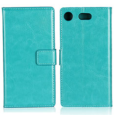 Leather Case Stands Flip Cover L01 for Sony Xperia XZ1 Compact Cyan