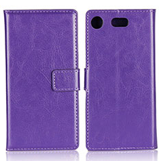 Leather Case Stands Flip Cover L01 for Sony Xperia XZ1 Compact Purple