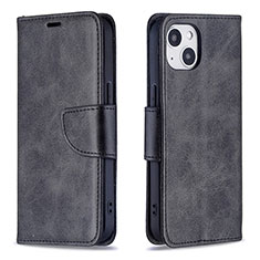 Leather Case Stands Flip Cover L01 Holder for Apple iPhone 15 Black