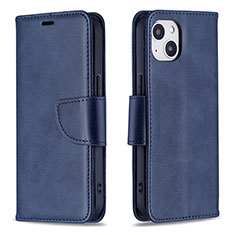 Leather Case Stands Flip Cover L01 Holder for Apple iPhone 15 Plus Blue