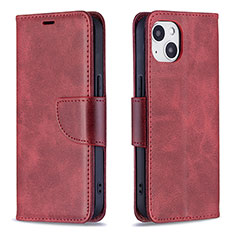 Leather Case Stands Flip Cover L01 Holder for Apple iPhone 15 Plus Red