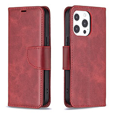 Leather Case Stands Flip Cover L01 Holder for Apple iPhone 16 Pro Red