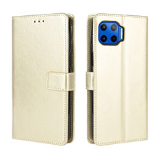 Leather Case Stands Flip Cover L01 Holder for Motorola Moto One 5G Gold
