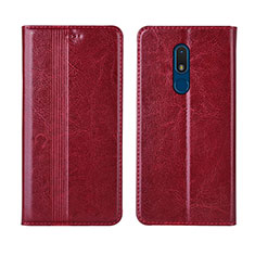 Leather Case Stands Flip Cover L01 Holder for Nokia C3 Red