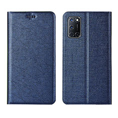 Leather Case Stands Flip Cover L01 Holder for Oppo A52 Blue