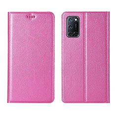 Leather Case Stands Flip Cover L01 Holder for Oppo A52 Pink