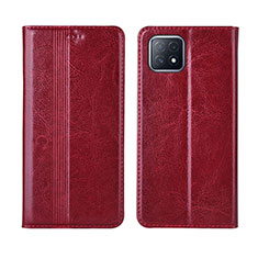 Leather Case Stands Flip Cover L01 Holder for Oppo A53 5G Red Wine