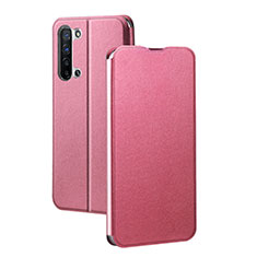 Leather Case Stands Flip Cover L01 Holder for Oppo F15 Pink