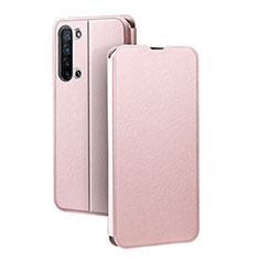 Leather Case Stands Flip Cover L01 Holder for Oppo F15 Rose Gold