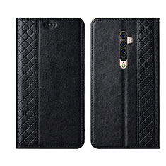Leather Case Stands Flip Cover L01 Holder for Oppo Reno2 Black