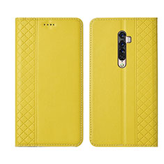 Leather Case Stands Flip Cover L01 Holder for Oppo Reno2 Yellow