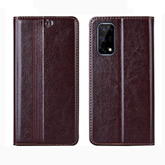 Leather Case Stands Flip Cover L01 Holder for Realme Q2 5G Brown