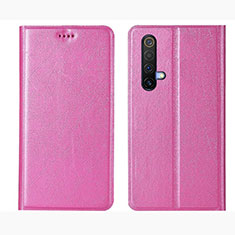 Leather Case Stands Flip Cover L01 Holder for Realme X50t 5G Pink