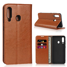 Leather Case Stands Flip Cover L01 Holder for Samsung Galaxy A60 Orange