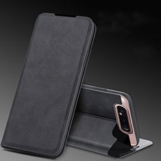 Leather Case Stands Flip Cover L01 Holder for Samsung Galaxy A80 Black