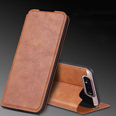 Leather Case Stands Flip Cover L01 Holder for Samsung Galaxy A90 4G Orange