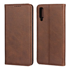 Leather Case Stands Flip Cover L01 Holder for Samsung Galaxy A90 5G Brown