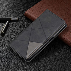 Leather Case Stands Flip Cover L01 Holder for Vivo X50 5G Black