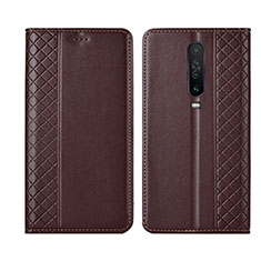 Leather Case Stands Flip Cover L01 Holder for Xiaomi Poco X2 Brown