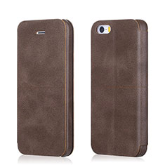 Leather Case Stands Flip Cover L02 for Apple iPhone 5 Brown