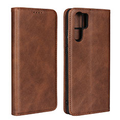 Leather Case Stands Flip Cover L02 for Huawei P30 Pro New Edition Brown