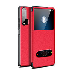 Leather Case Stands Flip Cover L02 Holder for Huawei Nova 6 Red