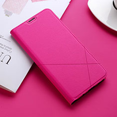 Leather Case Stands Flip Cover L02 Holder for Huawei P Smart Pro (2019) Hot Pink