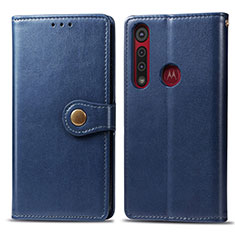 Leather Case Stands Flip Cover L02 Holder for Motorola Moto G8 Play Blue