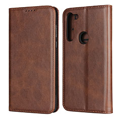 Leather Case Stands Flip Cover L02 Holder for Motorola Moto G8 Power Brown