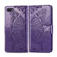 Leather Case Stands Flip Cover L02 Holder for Oppo A5 Purple