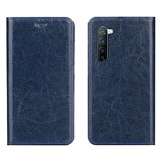 Leather Case Stands Flip Cover L02 Holder for Oppo F15 Blue
