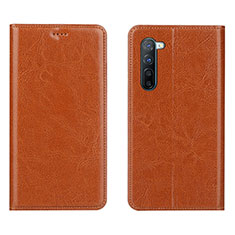 Leather Case Stands Flip Cover L02 Holder for Oppo Reno3 Orange