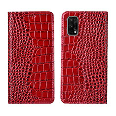 Leather Case Stands Flip Cover L02 Holder for Realme X7 5G Red