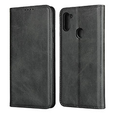 Leather Case Stands Flip Cover L02 Holder for Samsung Galaxy A11 Black