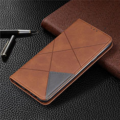 Leather Case Stands Flip Cover L02 Holder for Samsung Galaxy A20s Brown