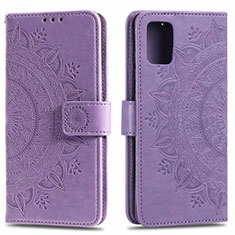 Leather Case Stands Flip Cover L02 Holder for Samsung Galaxy A71 5G Purple