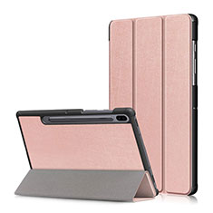 Leather Case Stands Flip Cover L02 Holder for Samsung Galaxy Tab S6 10.5 SM-T860 Rose Gold