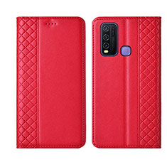 Leather Case Stands Flip Cover L02 Holder for Vivo Y50 Red