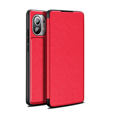 Leather Case Stands Flip Cover L02 Holder for Xiaomi Mi 11 Lite 5G NE Red